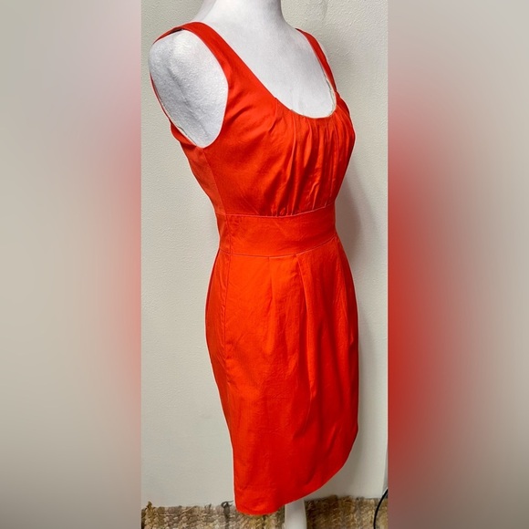 J. Crew Sleeveless Sheath Dress In Vibrant Orange Preppy Classy Chic Office - Picture 3 of 6